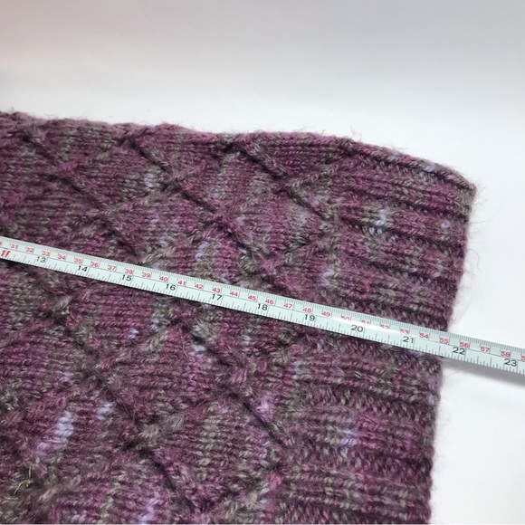 Hand Crafted Mauve Grey Marled Hand Knit Short Sleeve V-Neck Sweater NWOT - Picture 8 of 9